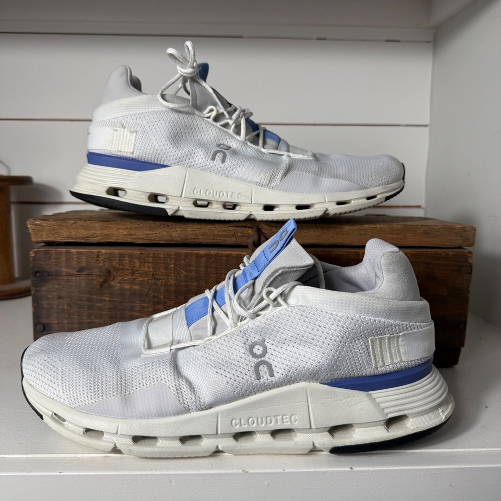 On Running Shoes Mens 11.5 White Cloudnova Sneakers CloudTec Ultramarine